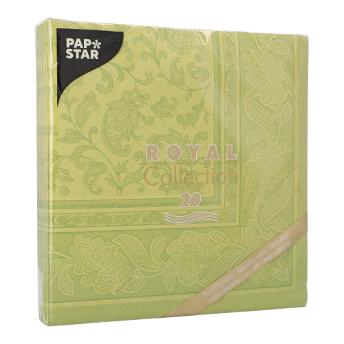 12000 Servietten "ROYAL Collection" 1/4-Falz 40 cm x 40 cm olivgrün "Ornaments"