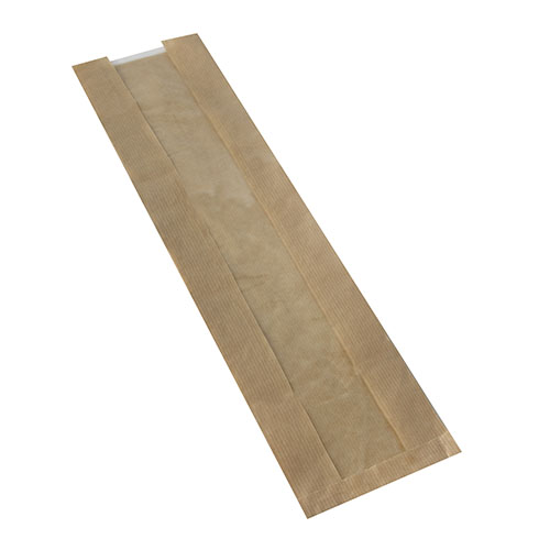 36000 Sichtstreifenbeutel mit PLA-Fenster "pure" 58 cm x 12 cm x 5 cm braun