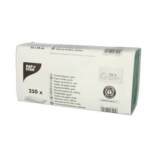 80000 Blatt Handtuchpapier V-Falz 23 cm x 25 cm grün Zick Zack, 1-lagig
