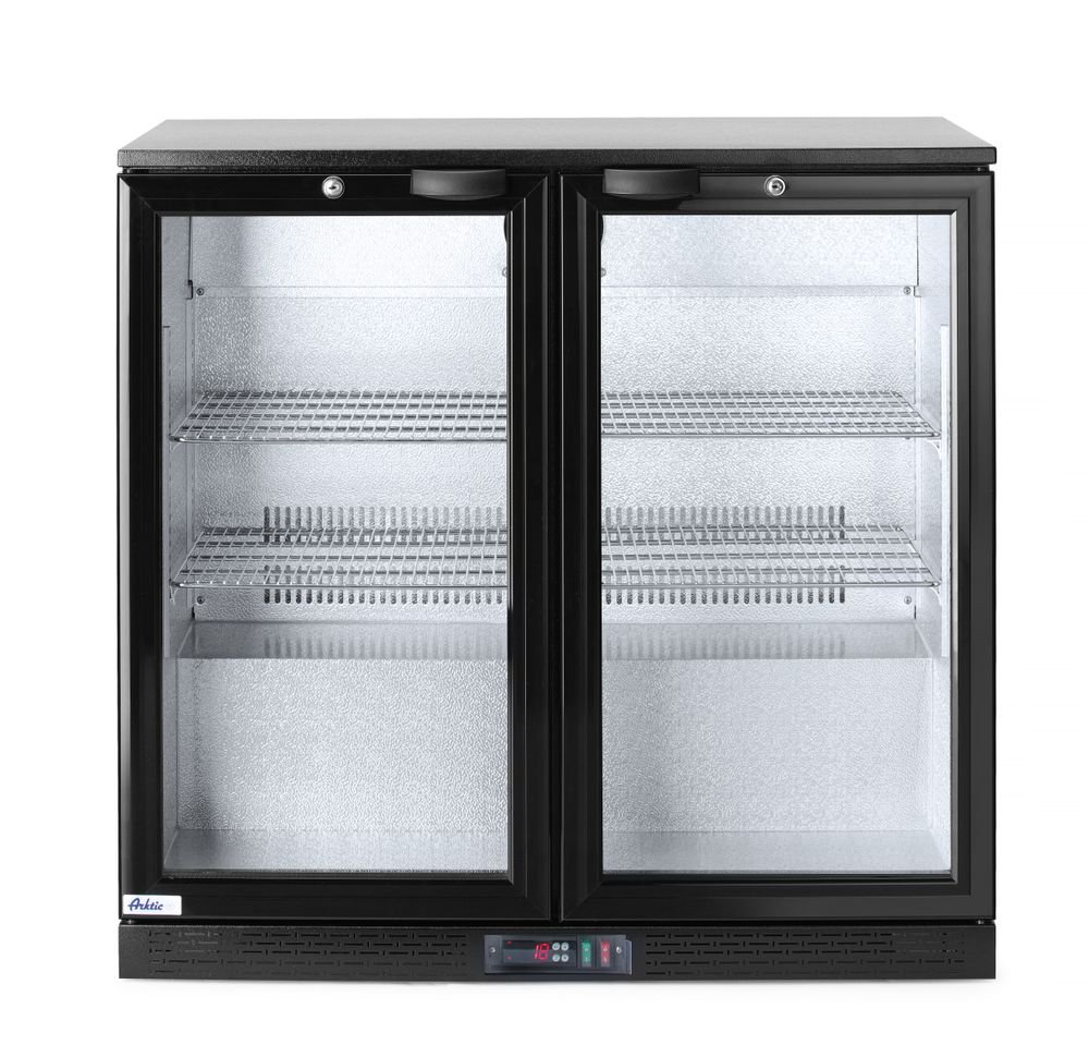 Kühlschrank mit doppelter Tür auf der Rückseite, Arktic, 180L, Schwarz, 220-240V/160W, 900x540x(H)890mm Kühlschrank mit doppelter Tür auf der Rückseite, Arktic, 180L, Schwarz, 220-240V/160W, 900x540x(H)890mm