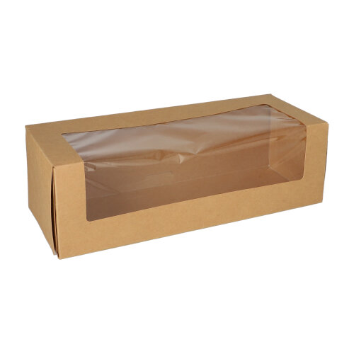 2400 Tortenkartons mit Deckel eckig 10 cm x 32 cm x 12 cm mit Sichtfenster aus PLA