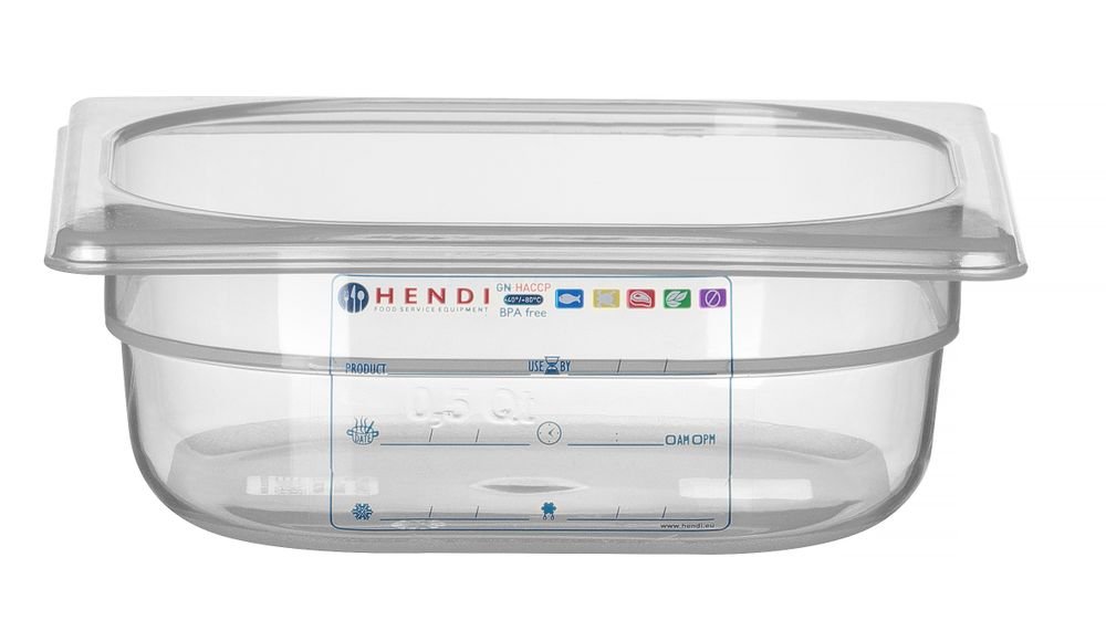 Gastronorm-Behälter 1/6, HENDI, GN 1/6, 1L, Transparent, 176x162x(H)65mm