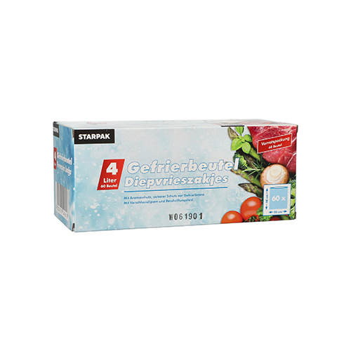 40320 Gefrierbeutel, LLDPE 4 l 40 cm x 25 cm transparent in Faltschachtel