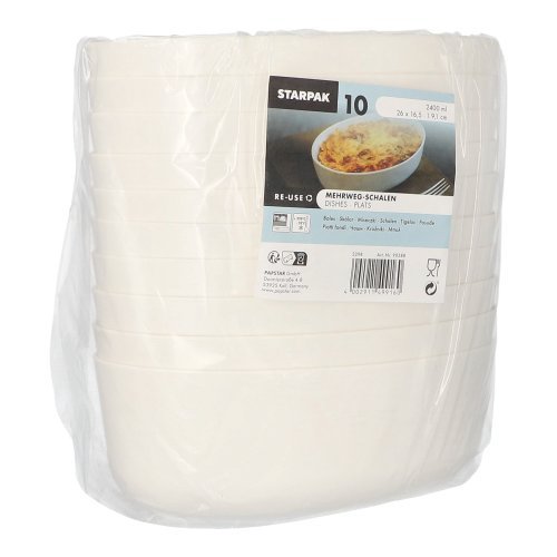 40 Mehrweg-Schalen oval 2400 ml 9,1 cm x 16,5 cm x 26 cm weiss "Cella"