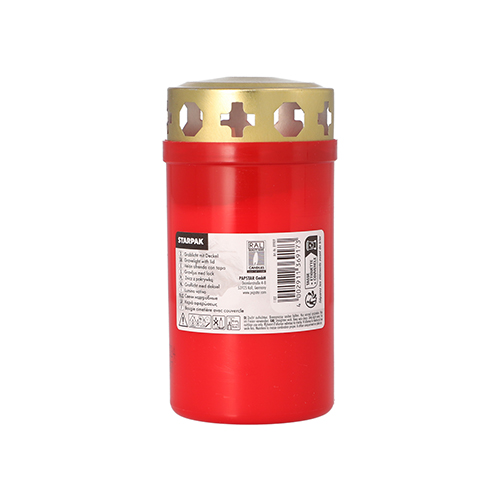 1 Grablicht mit Golddeckel Ø 6,4 cm · 12,5 cm rote Hülle 1512 Grablicht mit Golddeckel Ø 6,4 cm · 12,5 cm rote Hülle