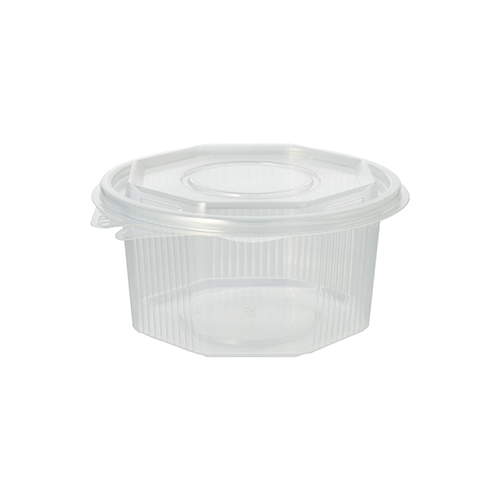 6000 Verpackungsbecher mit Klappdeckeln, PP 8-eckig 500 ml 5,6 cm x 11 cm x 11 cm transparent