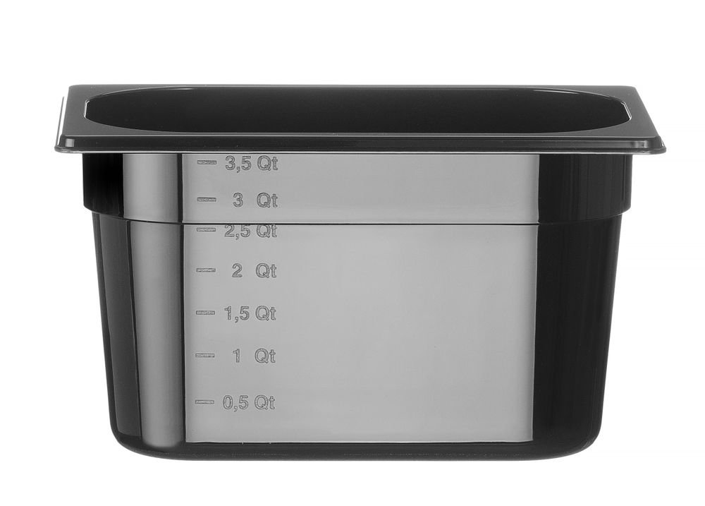 Gastronorm-Behälter 1/4, HENDI, Profi Line, GN 1/4, 1,8L, Schwarz, 265x162x(H)65mm