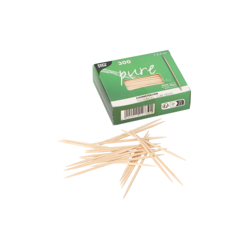1296000 Zahnstocher, Holz "pure" rund 6,5 cm