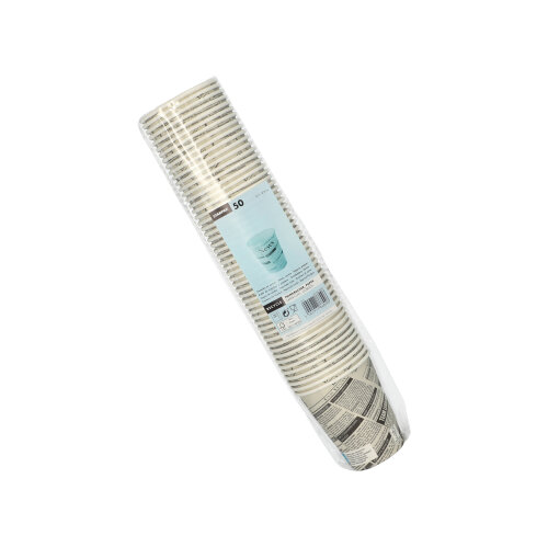 50 Trinkbecher, Pappe "To Go" 0,2 l Ø 8 cm · 9,2 cm "Newsprint" 18000 Trinkbecher, Pappe "To Go" 0,2 l Ø 8 cm · 9,2 cm "Newsprint"
