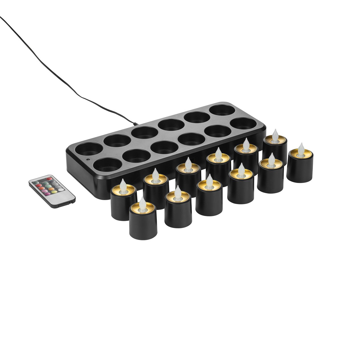 LED Teelichter Multi-Color YUYU, 30 x 14 x 3 cm, wiederaufladbar