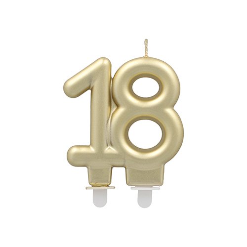 2880 Jubiläumskerzen mit Halter 7 cm gold "18"