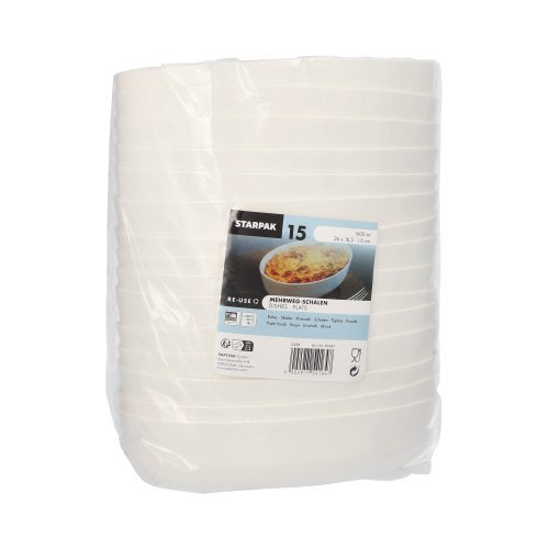 60 Mehrweg-Schalen oval 1600 ml 6 cm x 16,5 cm x 26 cm weiss "Cella"