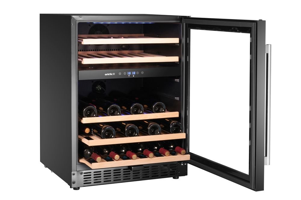 Weinkühler, 2 Zonen, 46 Flaschen, Arktic, Schwarz, 570x595x(H)820mm Weinkühler, 2 Zonen, 46 Flaschen, Arktic, Schwarz, 570x595x(H)820mm