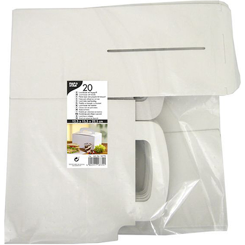 20 Lunch-Boxen, Pappe "pure" eckig 12,5 cm x 15,5 cm x 22,5 cm weiss mit Tragegriff 1200 Lunch-Boxen, Pappe "pure" eckig 12,5 cm x 15,5 cm x 22,5 cm weiss mit Tragegriff