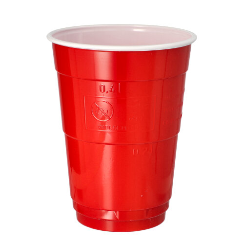 7200 Bierbecher, PS 0,4 l Ø 9,5 cm · 12 cm rot/weiss