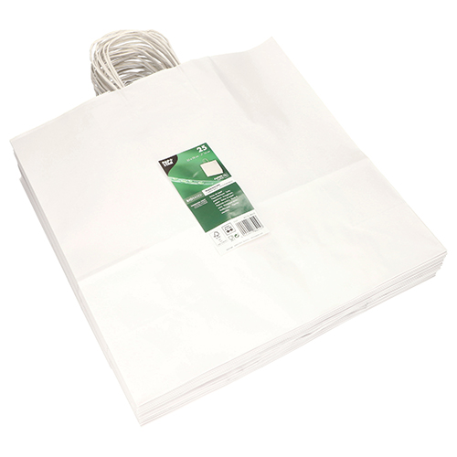 2000 Tragetaschen, Papier 35 cm x 35 cm x 14 cm weiss mit gedrehtem Tragegriff