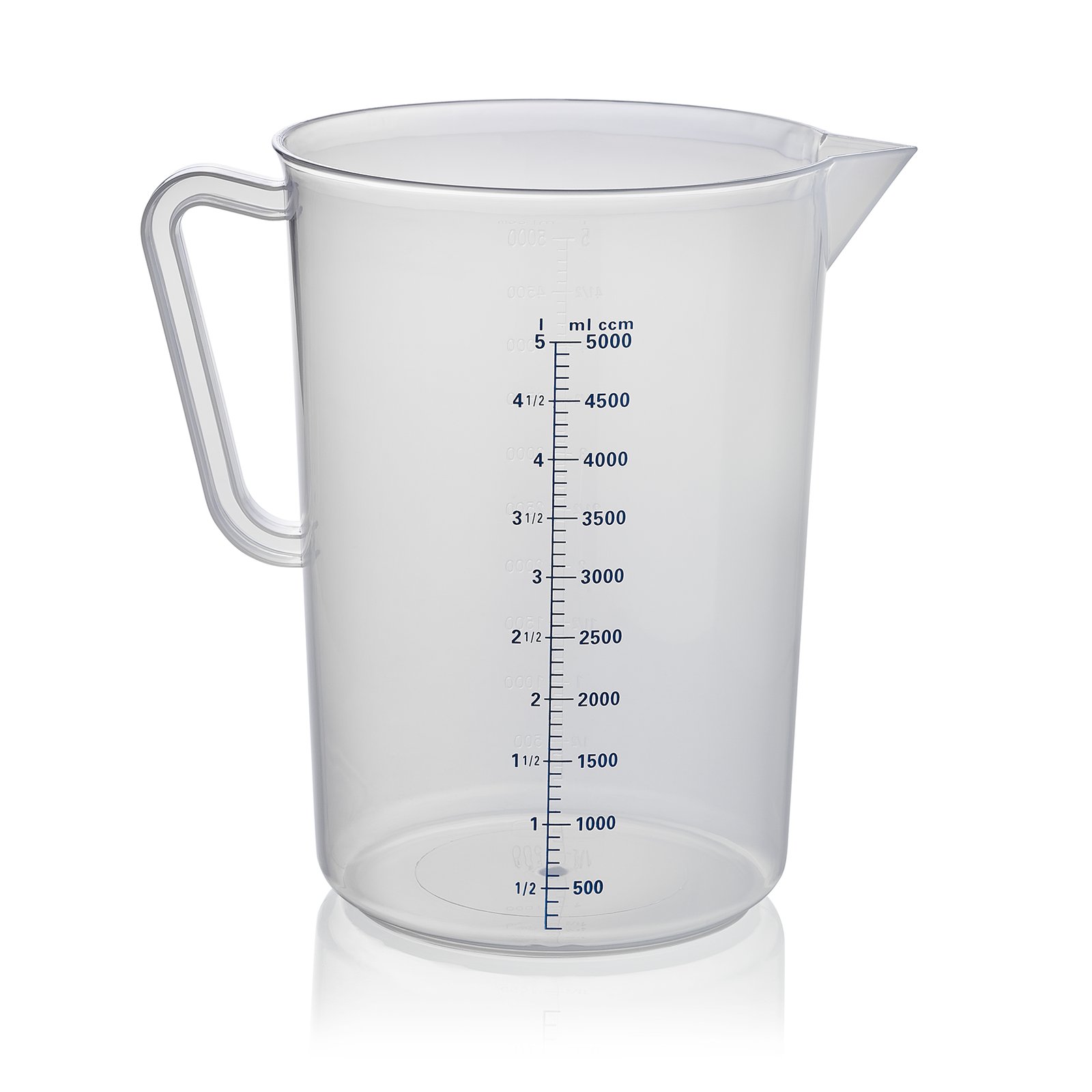 Messbecher 5 L, Ø 19,6 cm, (H) 27 cm Messbecher, Ø 22,5 cm, 5 ltr., mit 100 ml Skalierung, Polypropylen