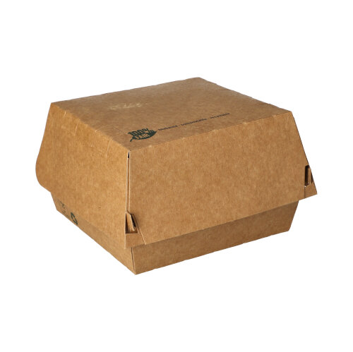3840 Burgerboxen, Pappe 7 cm x 12,5 cm x 12,5 cm braun "100% Fair" groß