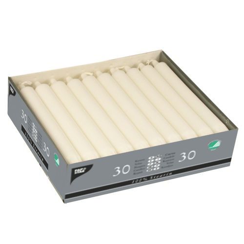 30 Kronkerzen Ø 2,2 cm · 20 cm weiss aus 100 % Stearin 6000 Kronkerzen Ø 2,2 cm · 20 cm weiss aus 100 % Stearin
