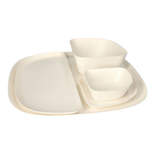 192 Schalen, Zuckerrohr "pure" 5,5 cm x 12,8 cm x 12,8 cm weiss "Belle Vie, Ligne Carrée" 6912 Teller 1/2, Zuckerrohr "pure" 1,3 cm x 30 cm x 13,5 cm weiss "Belle Vie, Ligne Carrée"