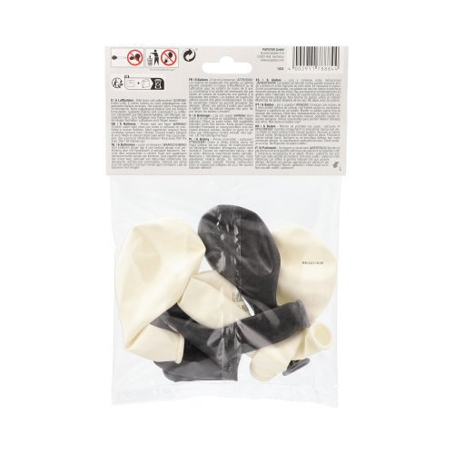 20160 Luftballons Ø 25 cm schwarz/weiss "Happy Birthday"