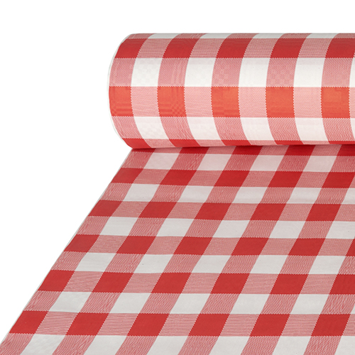 70 Papiertischtuch mit Damastprägung 50 m x 1 m rot "Vichy Karo"