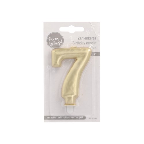 4320 Zahlenkerze mit Halter 7 cm gold "7"