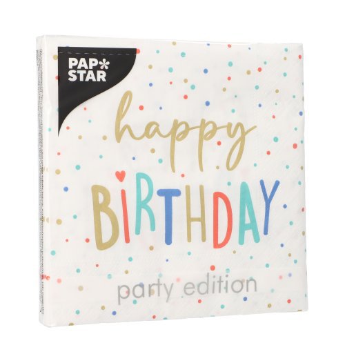 22800 Servietten, 3-lagig 1/4-Falz 33 cm x 33 cm "Happy Birthday"