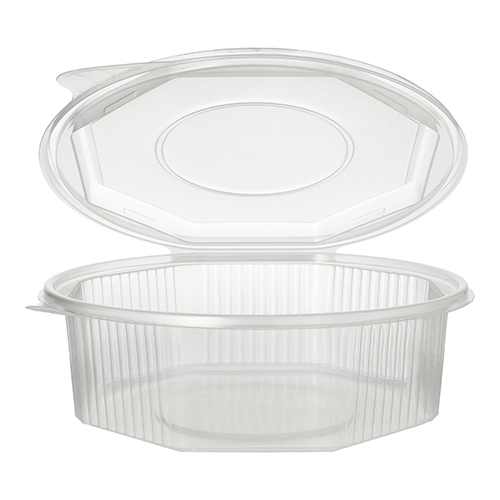 2800 Verpackungsbecher mit Klappdeckeln, PP 8-eckig 1,5 l 5,9 cm x 18 cm x 18 cm transparent