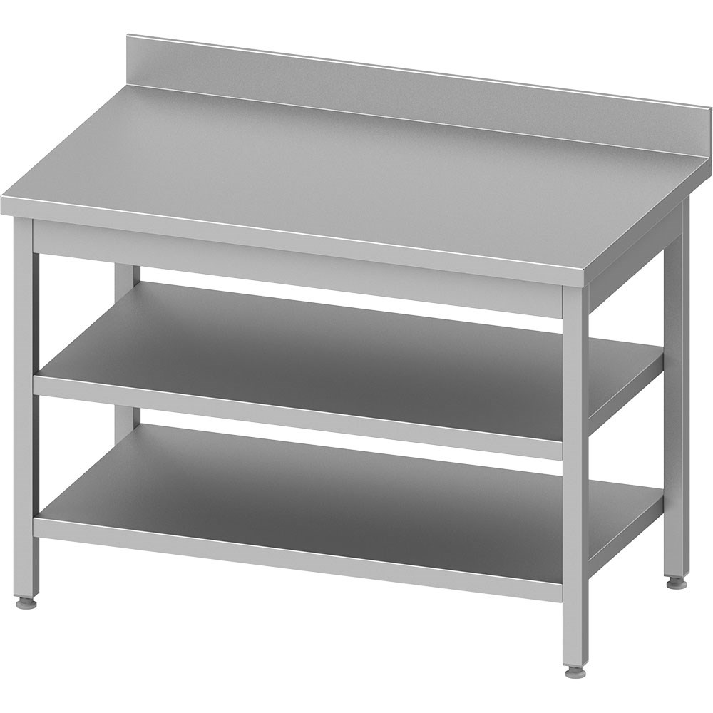 Edelstahl Arbeitstisch ECO mit Grund- und Zwischenboden 1800x700x850 mm, mit Aufkantung, Selbstmontage