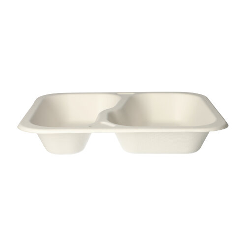 7200 Siegelschalen, Zuckerrohr 2-geteilt 1000 ml 4,2 cm x 21,2 cm x 25 cm weiss