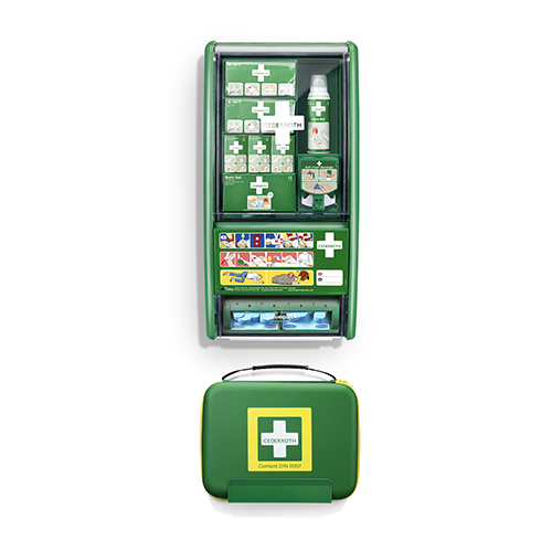 Cederroth First Aid & Burn Station Set DIN 13157 22,7 cm x 29,4 cm x 57,2 cm grün