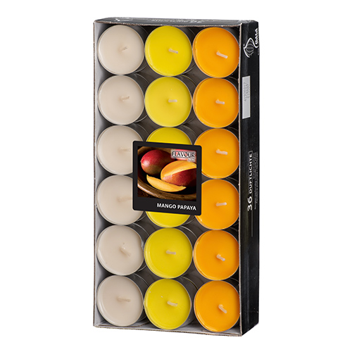 25920 "Flavour by GALA" Duftlichte Ø 38 mm · 17 mm pfirsich - Mango-Papaya "Ton in Ton"