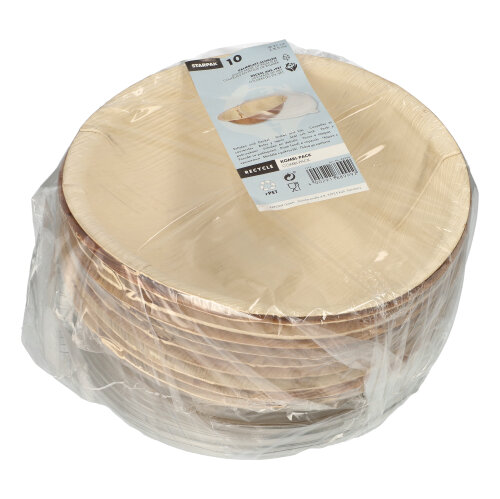 800 Schalen, Palmblatt rund 800 ml Ø 21 cm · 8,5 cm mit rPET Deckel "Kombipack"
