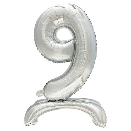 3840 Folienluftballon 73 cm silber "9" stehend