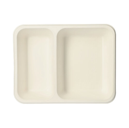 6000 Siegelschalen, Zuckerrohr 2-geteilt 1250 ml 4,5 cm x 17,5 cm x 22,5 cm weiss
