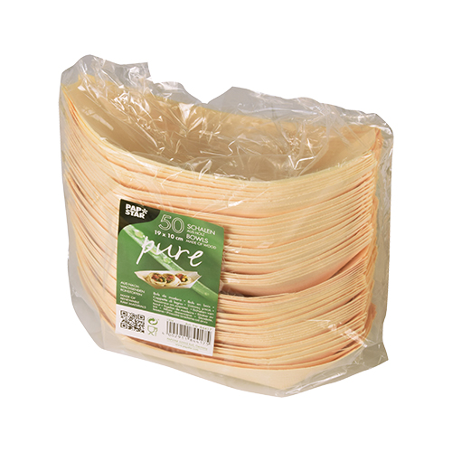 10000 Fingerfood - Schalen, Holz "pure" 19 cm x 10 cm "Schiffchen"
