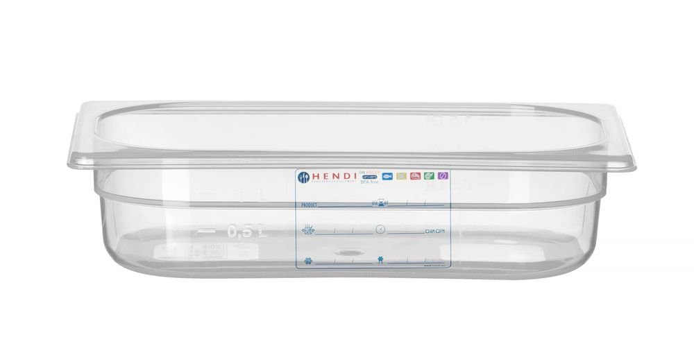 Gastronorm-Behälter 1/4, HENDI, GN 1/4, 1,8L, Transparent, 265x162x(H)65mm Gastronorm-Behälter 1/4, HENDI, GN 1/4, 1,8L, Transparent, 265x162x(H)65mm