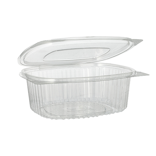 3000 Feinkost- und Salatschalen mit Klappdeckel, R-PET oval 750 ml 6,2 cm x 14,4 cm x 17,5 cm klar