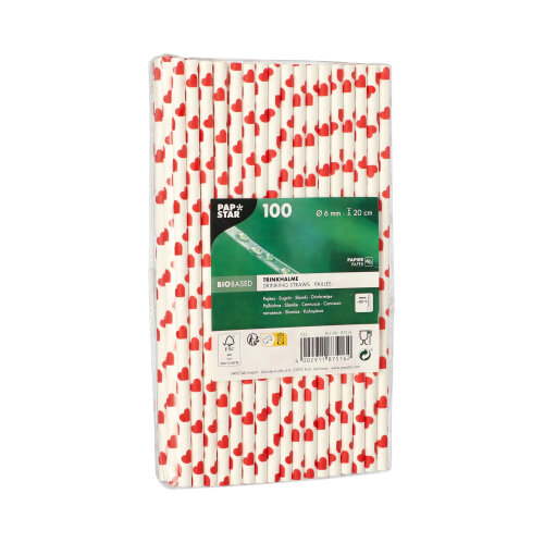 100 Trinkhalme, Papier Ø 6 mm · 20 cm "Heart" 88000 Trinkhalme, Papier Ø 6 mm · 20 cm "Heart"