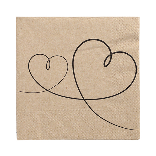 20 Servietten, 3-lagig 1/4-Falz 33 cm x 33 cm ! natur "Love" aus recyceltem Papier 22800 Servietten, 3-lagig 1/4-Falz 33 cm x 33 cm ! natur "Love" aus recyceltem Papier