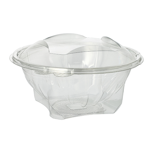 2400 Feinkost- und Salatschalen mit Klappdeckel, R-PET rund 1000 ml Ø 18,5 cm · 7,8 cm glasklar