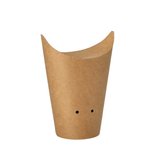 12000 Pommes-Frites-Schütte, Pappe rund Ø 6 cm · 14 cm braun klein