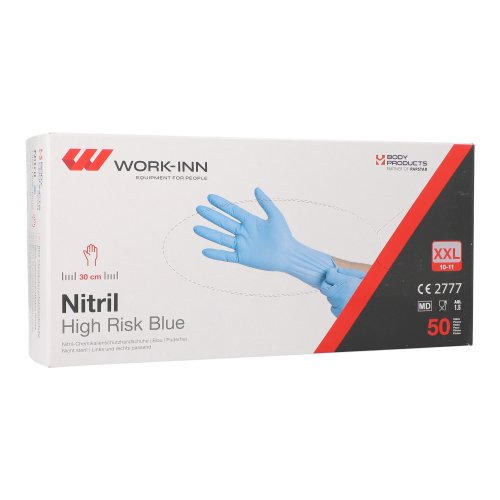 12000 "WORK-INN" Handschuhe Nitril puderfrei "High Risk" blau Größe XXL
