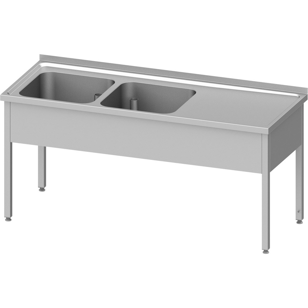 Spültisch ohne Grundboden 1200x700x850 mm, mit zwei Becken links, mit Aufkantung, verschweißt Spültisch ohne Grundboden 1400x700x850 mm, mit zwei Becken links, mit Aufkantung, verschweißt