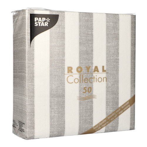 12500 Servietten "ROYAL Collection" 1/4-Falz 40 cm x 40 cm grau "Lines"
