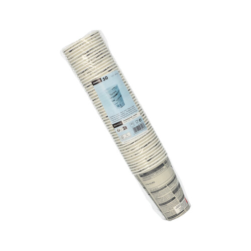 50 Trinkbecher, Pappe "To Go" 0,3 l Ø 8 cm · 11,7 cm weiss "Newsprint" 18000 Trinkbecher, Pappe "To Go" 0,3 l Ø 8 cm · 11,7 cm weiss "Newsprint"