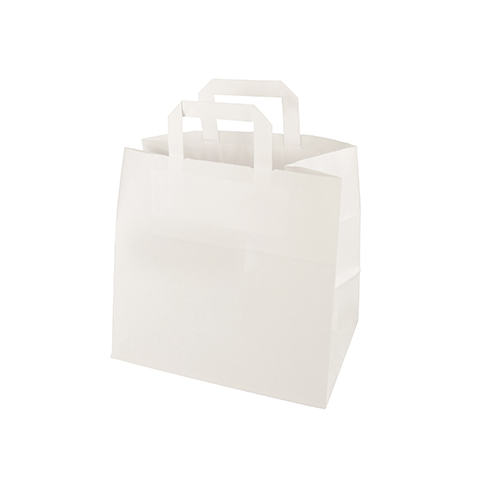 6000 Tragetaschen, Papier 25 cm x 26 cm x 17 cm weiss mit Tragegriff und Einzel EAN