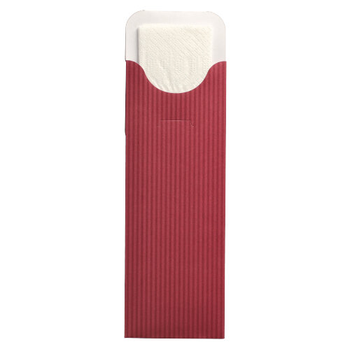 12000 Bestecktaschen 23,5 cm x 7,3 cm bordeaux "Lines" inkl. weißer Serviette 40 x 40 cm 2-lag.