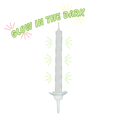 10 Kerzen mit Halter 6 cm "Glow in the dark" 48000 Kerzen mit Halter 6 cm "Glow in the dark"